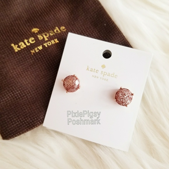Kate Spade Rose Gold Glitter Gum Drop Stud Earring - Picture 2 of 3